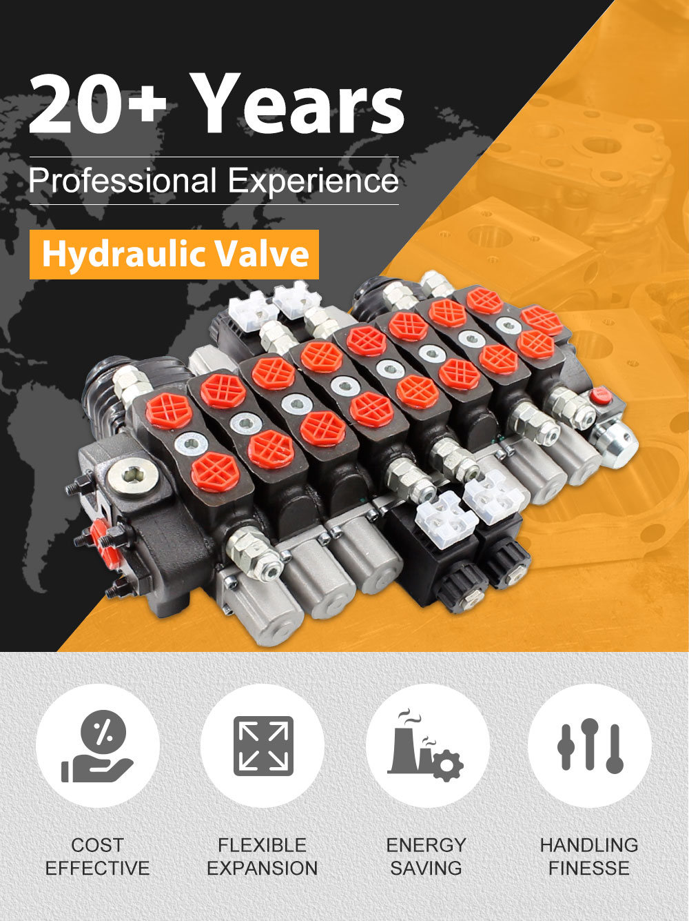 SD8 Solenoid and Joystick 8 Spool Sectional Directional Valve detailed image